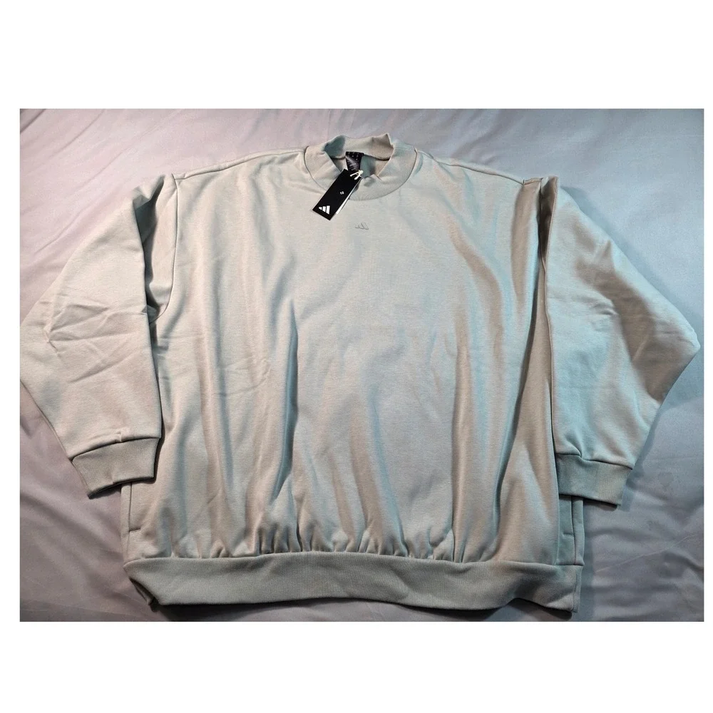 Adidas Basketball One Fleece Oversize Sweatshirt Men 2XL Metal Grey w/Pocket NEW
